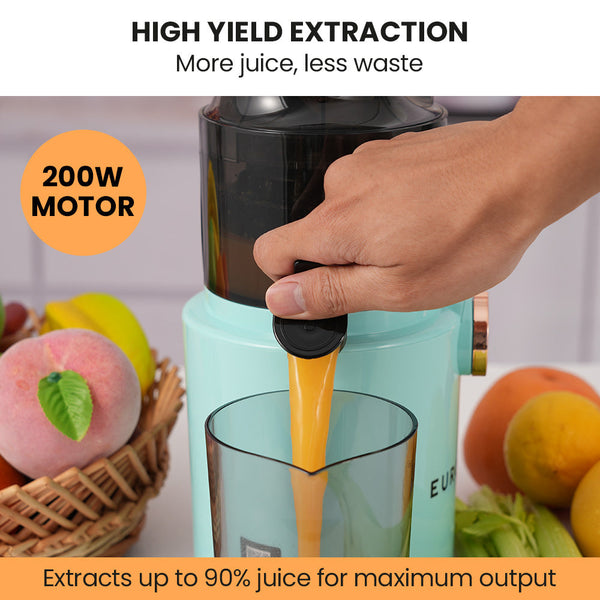 Cold Press Slow Juicer Machine Large Chute 200W Seafoam Green Juicers