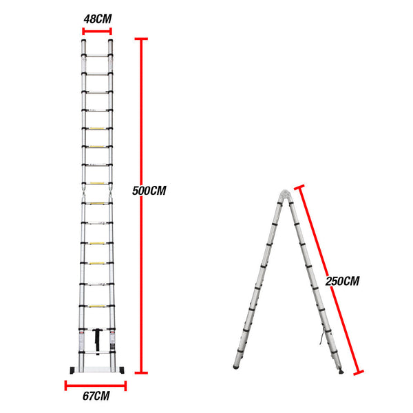 Bullet 5M Telescopic Aluminium Multipurpose Ladder Extension Alloy Step Ladders