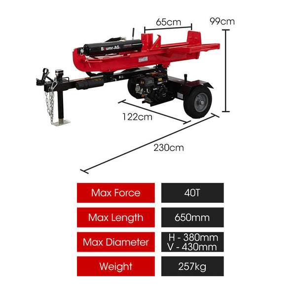 Baumr Ag 40 Tonne Petrol Hydraulic Horizontal And Vertical Towed Wood Log Splitter Hps700 Log Splitters