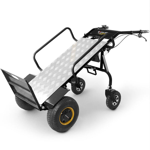 Baumr Ag 40V Li Ion 260Kg Electric Powered Hand Truck Trolley 400W Brushless Motor Up To 6Km/H 4Hr Runtime Adjustable Width Folds For Logistics Moving
