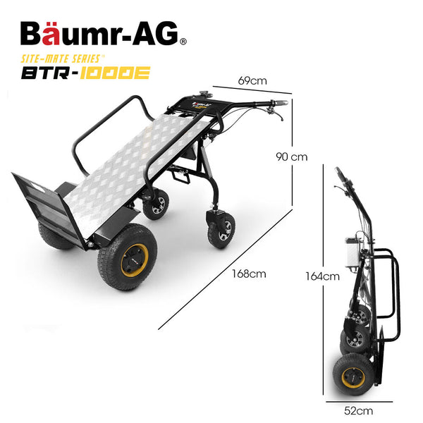 Baumr Ag 40V Li Ion 260Kg Electric Powered Hand Truck Trolley 400W Brushless Motor Up To 6Km/H 4Hr Runtime Adjustable Width Folds For Logistics Moving