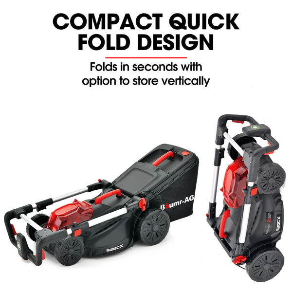Baumer Ag Baumr 520Cx 40V Sync 17" Cordless Lawn Mower Kit Fast Charger X 4Ah Battery Cutting Heights Adjustable Ergonomic Handle Mulching Option Lawn
