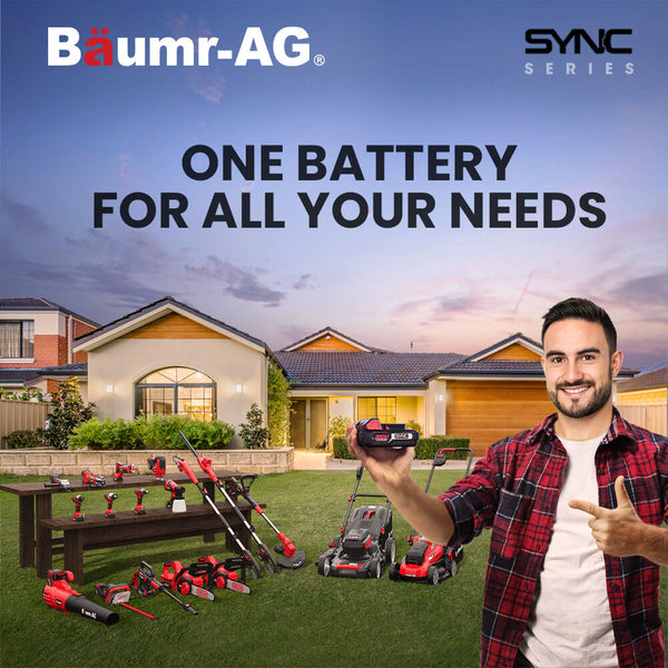 Baumer Ag Baumr 520Cx 40V Sync 17" Cordless Lawn Mower Kit Fast Charger X 4Ah Battery Cutting Heights Adjustable Ergonomic Handle Mulching Option Lawn
