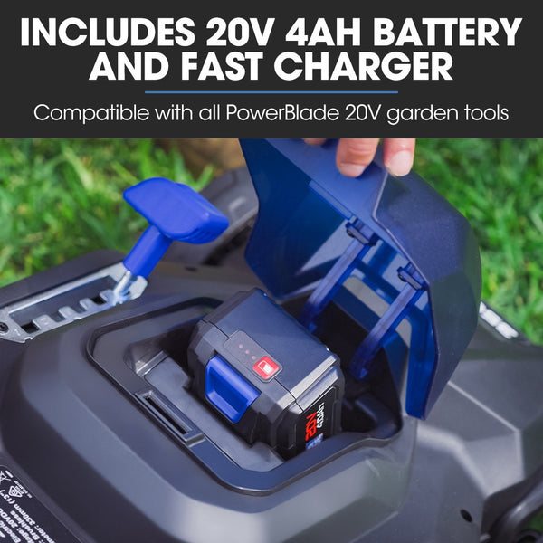 Powerblade 350Cx 20V 13" Cordless Lawn Mower Kit Fast Charger 4Ah Battery Height Brushless Electric 330Mm Cutting Path Electric Mowers