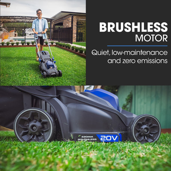 Powerblade 350Cx 20V 13" Cordless Lawn Mower Kit Fast Charger 4Ah Battery Height Brushless Electric 330Mm Cutting Path Electric Mowers