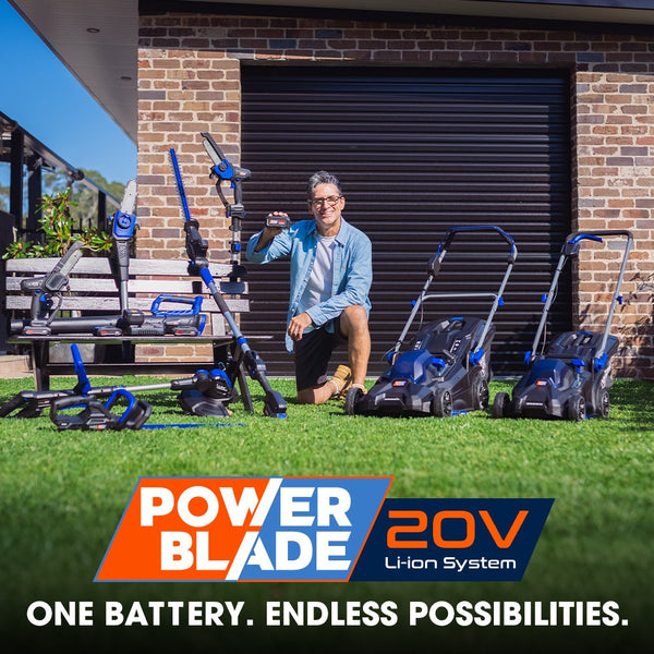 Powerblade 350Cx 20V 13" Cordless Lawn Mower Kit Fast Charger 4Ah Battery Height Brushless Electric 330Mm Cutting Path Electric Mowers