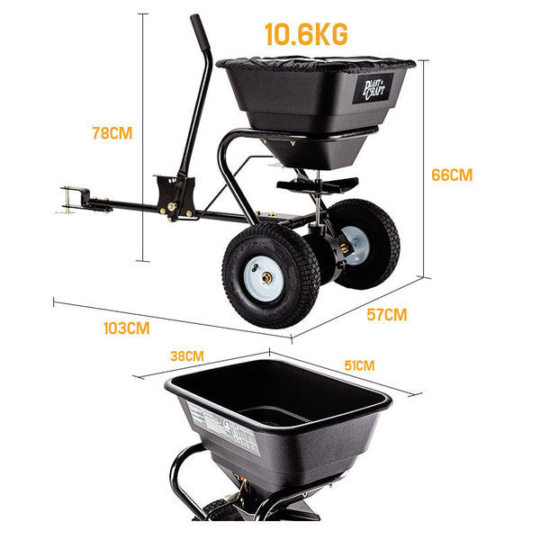 Plantcraft Tow Behind Broadcast Spreader 30Kg 26L Seed Fertiliser Rotary Other Garden Hand Tools & Equipment