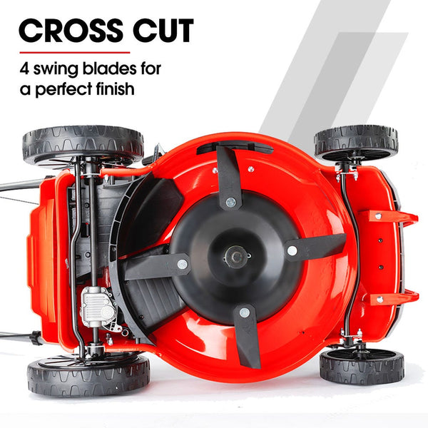 Baumr Ag 18" 150Cc Lawn Mower Heights Steel Deck Cup Holders 4 Stroke Petrol Lawnmower 730Ex Petrol Mowers