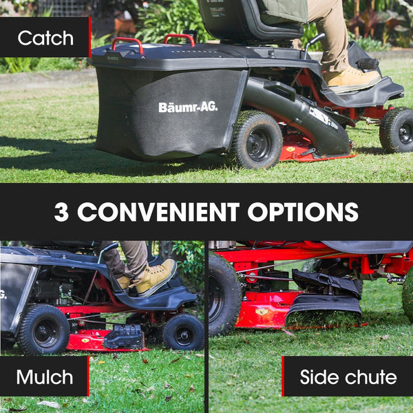 Baumr Ag 24" Ride On Lawn Mower Lithium Electric Start System 6Hp 224Cc 5 Cut Heights Catcher And Mulch Kit Electric Mowers