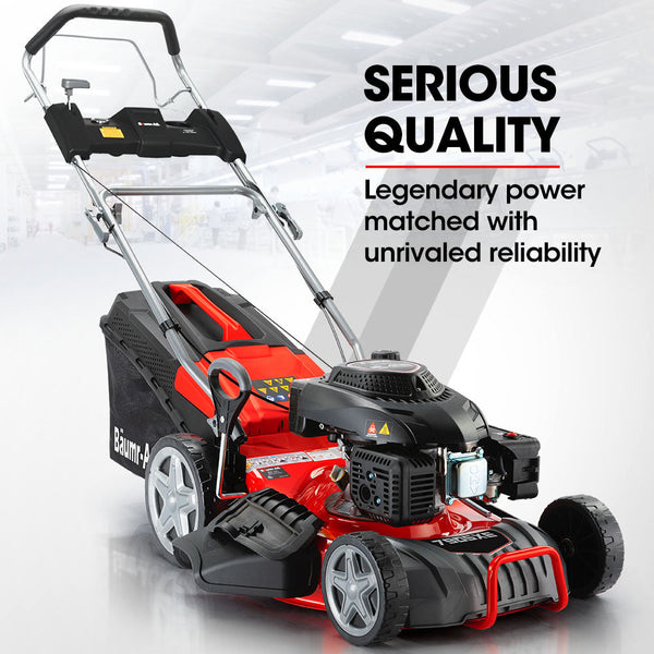 Baumr Ag 18" 224Cc Electric Start Self Propelled Lawn Mower 7 Height Steel Deck 6Hp Stroke Petrol Lawnmower 790Sxe Electric Mowers