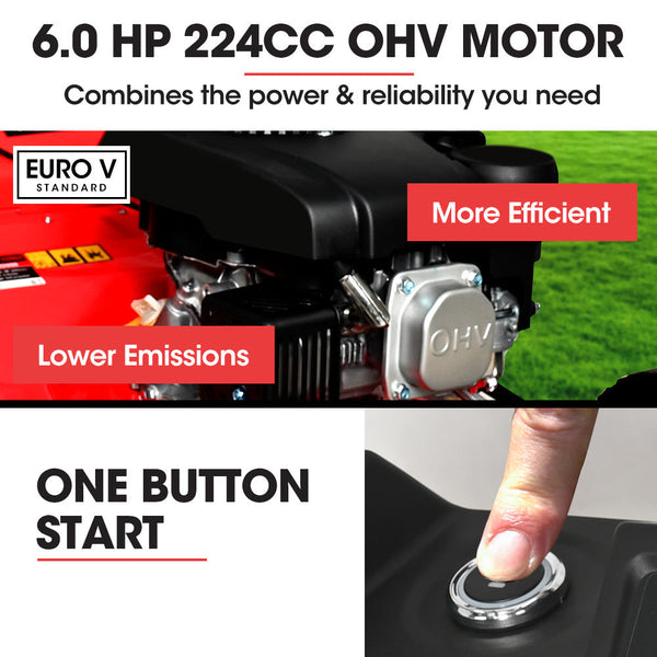 Baumr Ag 18" 224Cc Electric Start Self Propelled Lawn Mower 7 Height Steel Deck 6Hp Stroke Petrol Lawnmower 790Sxe Electric Mowers