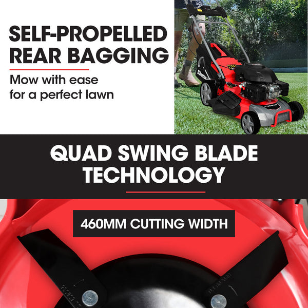 Baumr Ag 18" 224Cc Electric Start Self Propelled Lawn Mower 7 Height Steel Deck 6Hp Stroke Petrol Lawnmower 790Sxe Electric Mowers