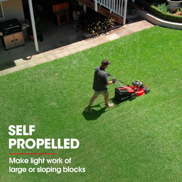 Baumr Ag 18" 150Cc Self Propelled Lawn Mower 7 Height Steel Deck Cup Holders 4 Stroke Petrol Lawnmower 740Sx Petrol Mowers