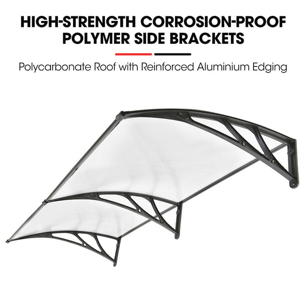Shade Shield 2X1m Aluminium Exterior Awning Black Diy External Uv Rain Protection Clear Polycarbonate Canopy Cover Awning & Canopy Parts