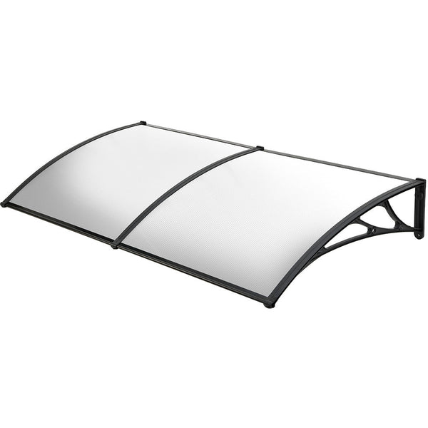 Shade Shield 2X1m Aluminium Exterior Awning Black Diy External Uv Rain Protection Clear Polycarbonate Canopy Cover Awning & Canopy Parts