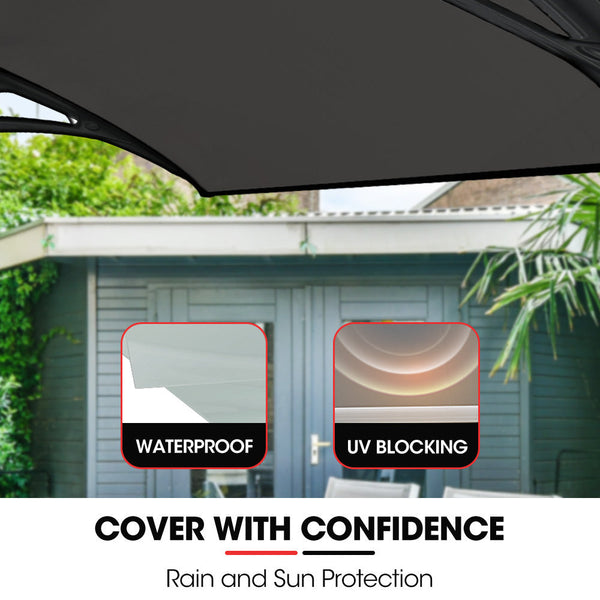 Shade Shield 2X1m Aluminium Exterior Awning Black Diy External Uv Rain Protection Grey Tinted Polycarbonate Canopy Cover Awning & Canopy Parts
