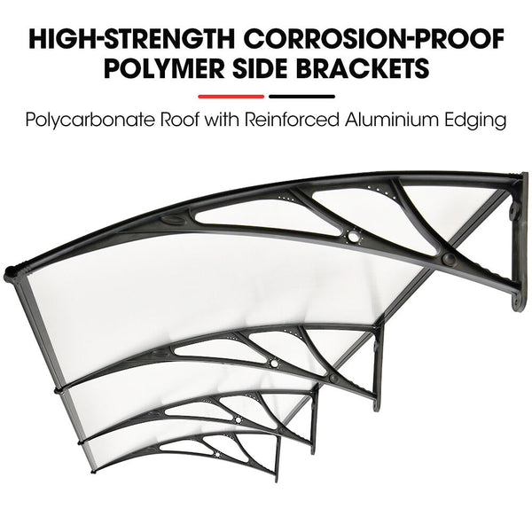 Shade Shield 3X1m Aluminium Exterior Awning Black Diy External Uv Rain Protection Clear Polycarbonate Canopy Cover Awning & Canopy Parts