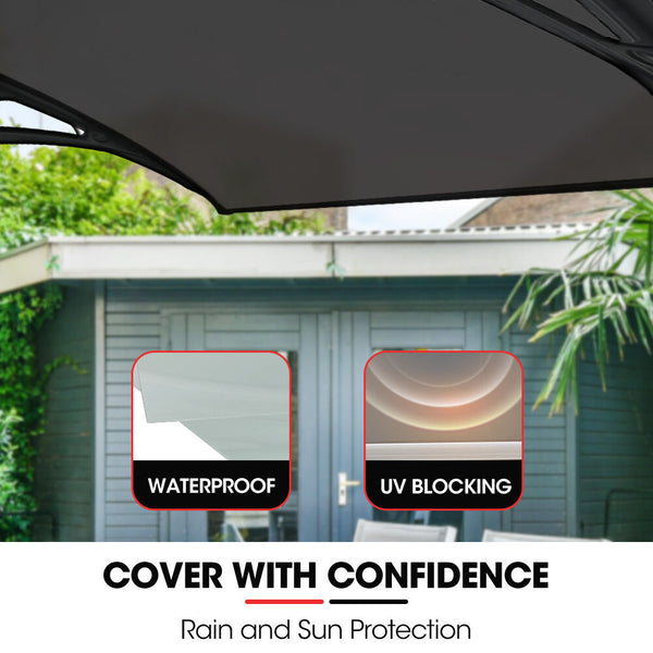 Shade Shield 3X1m Aluminium Exterior Awning Black Diy External Uv Rain Protection Grey Tinted Polycarbonate Canopy Cover Awning & Canopy Parts