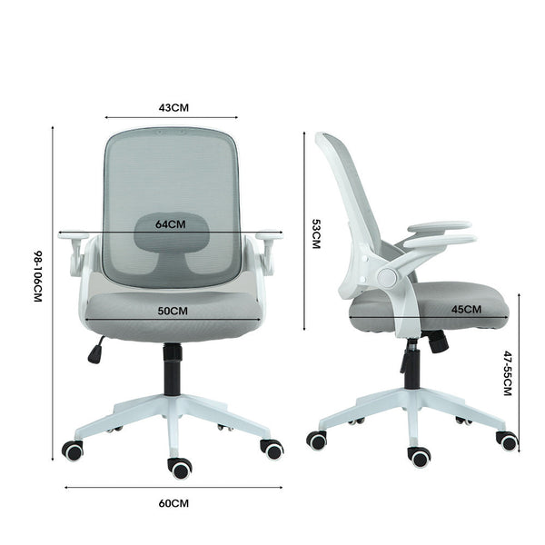 Ergonomic Office Desk Chair Coolmesh Fabric Adjustable Recline Grey Mesh/White Frame Office Chairs