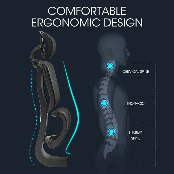 Ergonomic Office Desk Chair Coolmesh Fabric Adjustable Lumbar Support Headrest Armrest And Recline Black Mesh/Black Frame Office Chairs