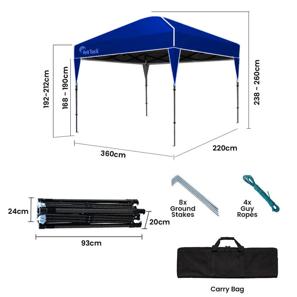 3.6X2.2M Ultra Compact Folding Gazebo Carry Bag Portable Outdoor Popup Marquee For Camping Beach Navy Blue Gazebos & Pergolas