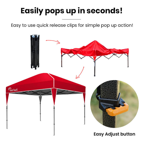 Red Track 3.6X2.2M Ultra Compact Folding Gazebo Carry Bag Portable Outdoor Popup Marquee For Camping Beach Gazebos & Pergolas