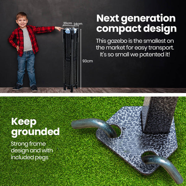 3.6X2.2M Ultra Compact Folding Gazebo Carry Bag Portable Outdoor Popup Marquee For Camping Beach White Gazebos & Pergolas