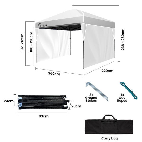 3.6X2.2M Ultra Compact Folding Gazebo Walls Carry Bag Portable Outdoor Popup Marquee For Camping Beach White Gazebos & Pergolas