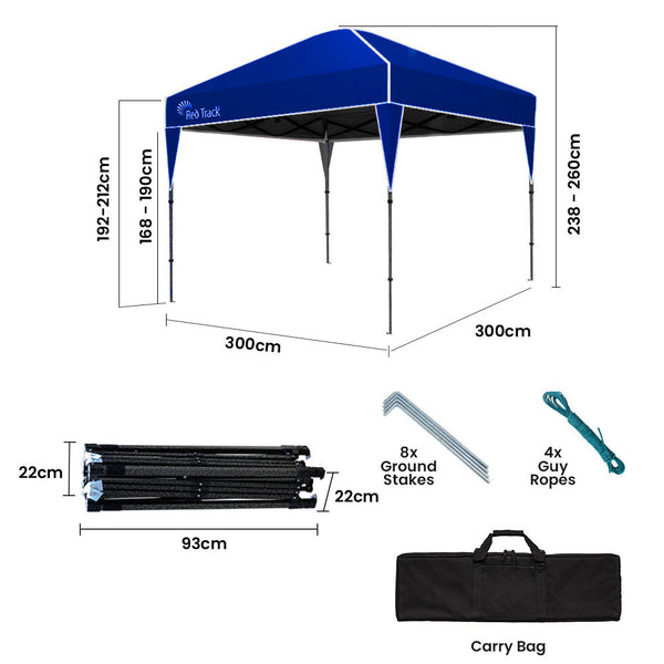 3X3m Ultra Compact Folding Gazebo Carry Bag Portable Outdoor Popup Marquee For Camping Beach Navy Blue Gazebos & Pergolas