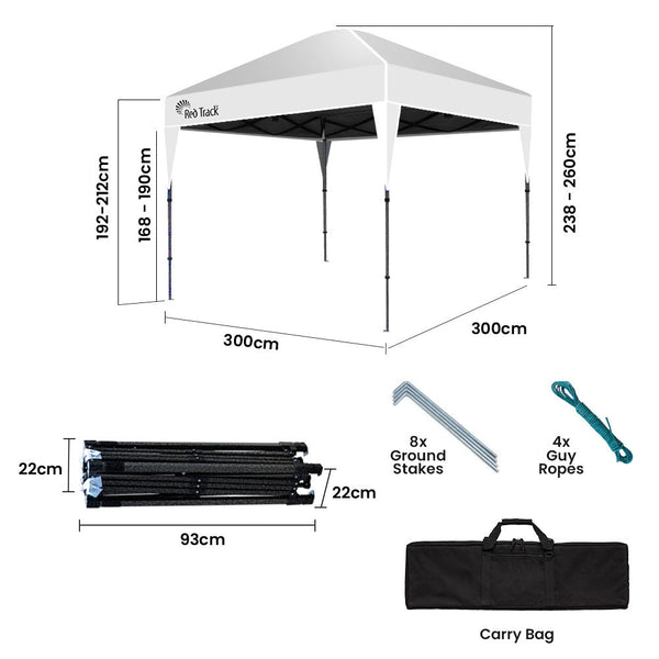 Red Track 3X3m Ultra Compact Folding Gazebo Carry Bag Portable Outdoor Popup Marquee For Camping Beach White Gazebos & Pergolas