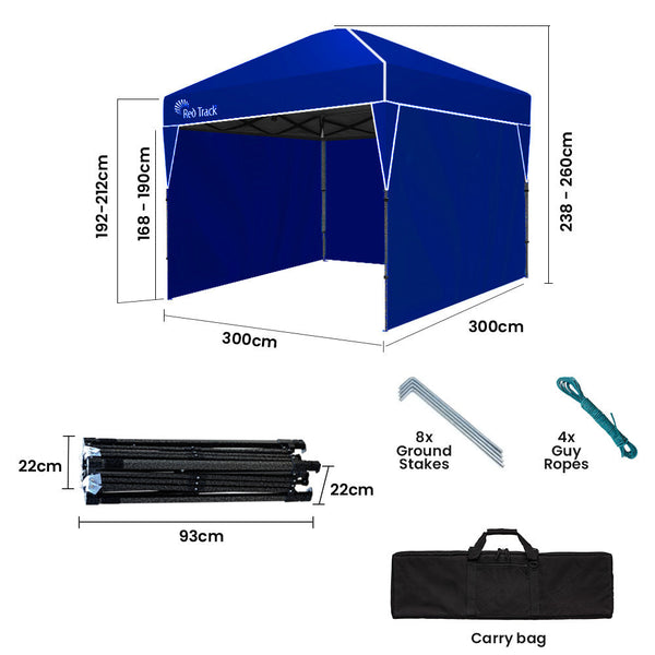 3X3m Ultra Compact Folding Gazebo Walls Carry Bag Portable Outdoor Popup Marquee Camping Beach Navy Blue Gazebos & Pergolas