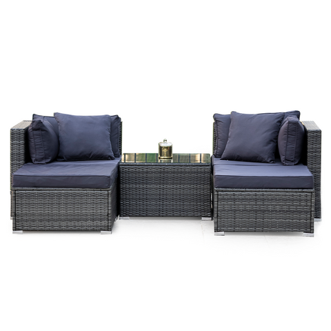 Rattan 4 Seater Modular Outdoor Lounge Setting With Coffee Table Ottomans Grey Patio Furniture Sets