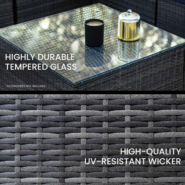 Rattan 5 Seater Modular Outdoor Lounge Setting With Coffee Table Ottoman Grey Patio Furniture Sets