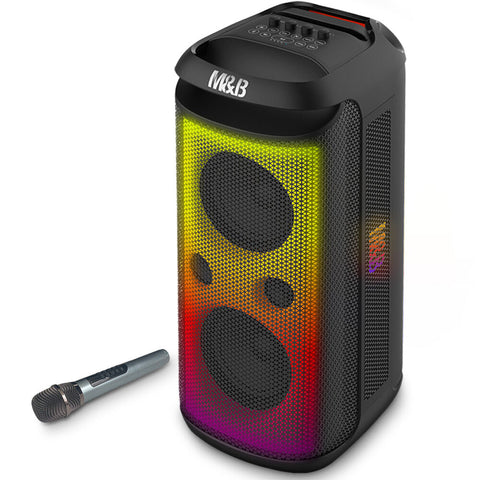 M&B Splash Proof 120W Bluetooth Party With Karaoke Microphone Ipx4 Tws Pairing Multi Input Lithium Battery Rgb Usb Charging Audio Docks & Mini Speaker