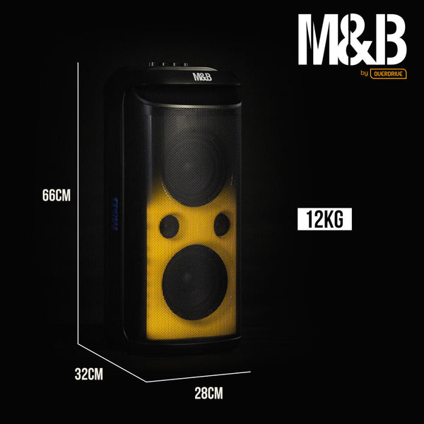 M&B Splash Proof 120W Bluetooth Party With Karaoke Microphone Ipx4 Tws Pairing Multi Input Lithium Battery Rgb Usb Charging Audio Docks & Mini Speaker