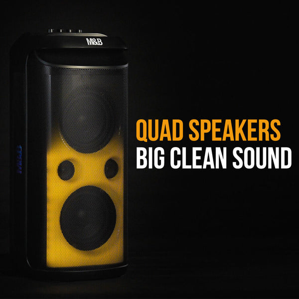 M&B Splash Proof 120W Bluetooth Party With Karaoke Microphone Ipx4 Tws Pairing Multi Input Lithium Battery Rgb Usb Charging Audio Docks & Mini Speaker