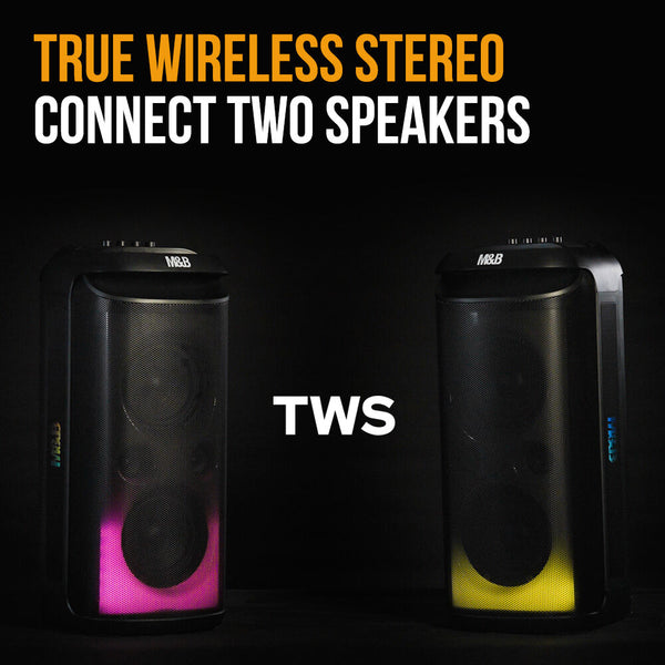 M&B Splash Proof 120W Bluetooth Party With Karaoke Microphone Ipx4 Tws Pairing Multi Input Lithium Battery Rgb Usb Charging Audio Docks & Mini Speaker