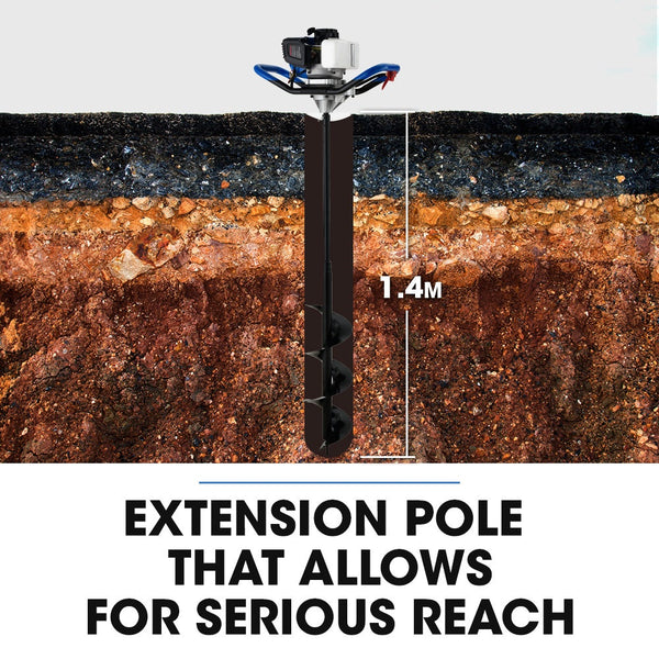 Powerblade Pd750 52Cc 2 Stroke Petrol Post Hole Digger 200Mm Auger W/ 600Mm Extension Shaft Post Hole Diggers & Augers