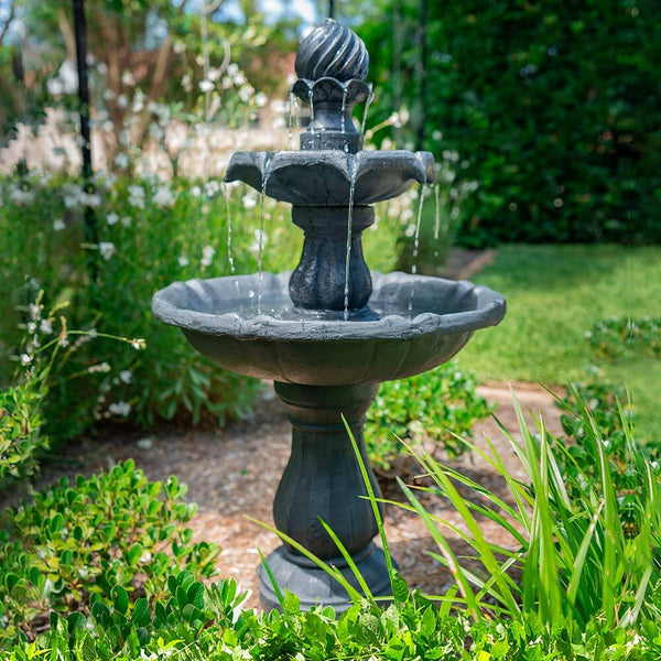 Protege Water Fountain Solar Powered 3 Tiered Battery Outdoor Bird Bath With Led Lights Outdoor Fountains