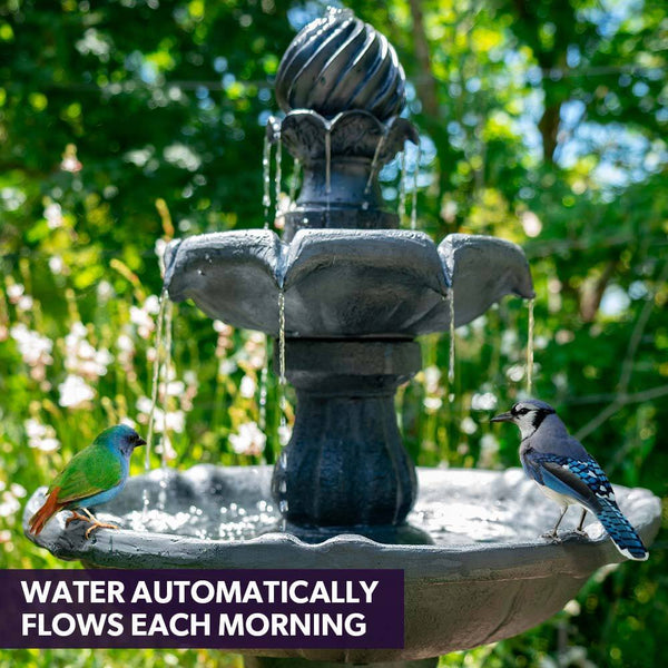 Protege Water Fountain Solar Powered 3 Tiered Battery Outdoor Bird Bath With Led Lights Outdoor Fountains