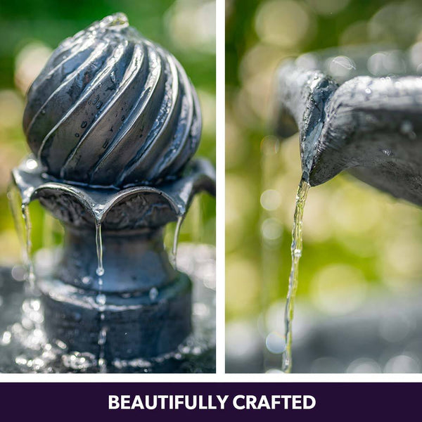 Protege Water Fountain Solar Powered 3 Tiered Battery Outdoor Bird Bath With Led Lights Outdoor Fountains