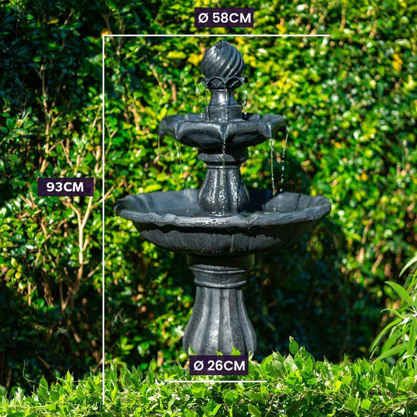 Protege Water Fountain Solar Powered 3 Tiered Battery Outdoor Bird Bath With Led Lights Outdoor Fountains