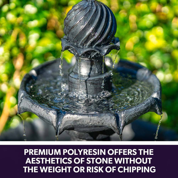 Protege Water Fountain Solar Powered 3 Tiered Battery Outdoor Bird Bath With Led Lights Outdoor Fountains