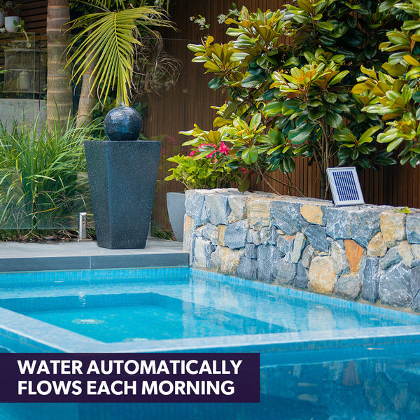 Protege Contemporary Solar Powered Water Feature Fountain With Led Lights Dark Grey Outdoor Fountains