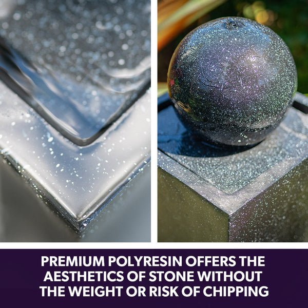 Protege Contemporary Solar Powered Water Feature Fountain With Led Lights Dark Grey Outdoor Fountains