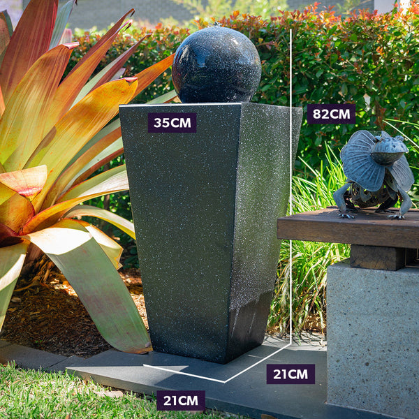 Protege Contemporary Solar Powered Water Feature Fountain With Led Lights Dark Grey Outdoor Fountains