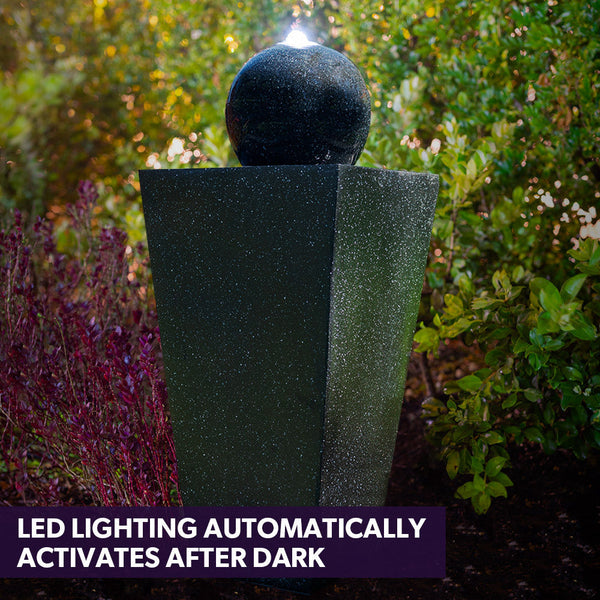 Protege Contemporary Solar Powered Water Feature Fountain With Led Lights Dark Grey Outdoor Fountains