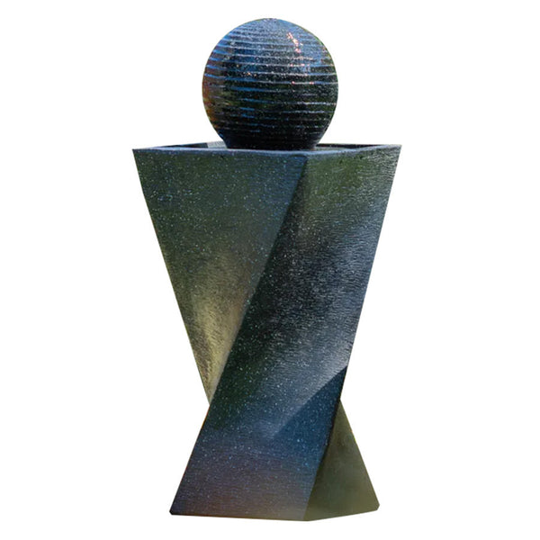 Protege Solar Water Fountain Pump Twisted Design Outdoor With Led Lights Black Outdoor Fountains