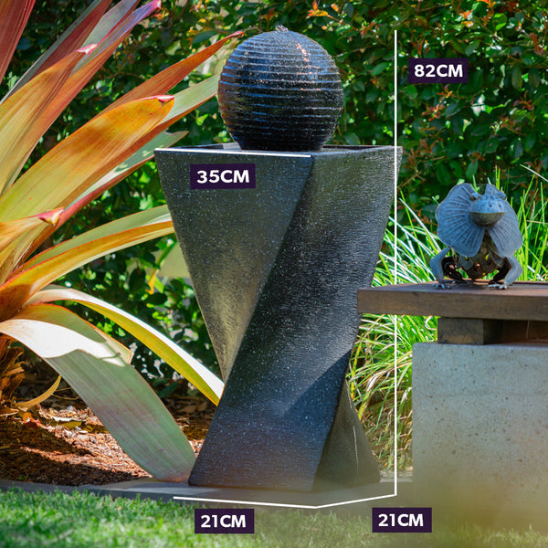 Protege Solar Water Fountain Pump Twisted Design Outdoor With Led Lights Black Outdoor Fountains