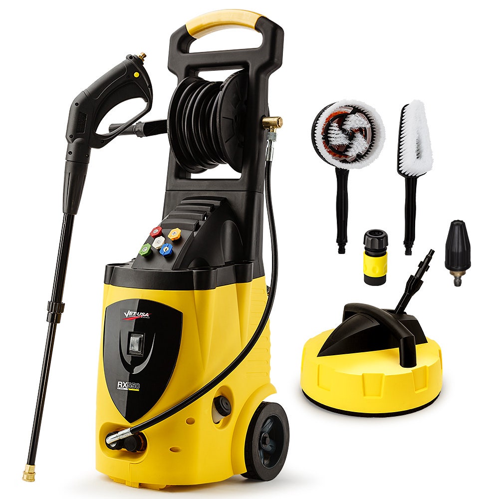 Rx550 Electric High Pressure Washer 3500Psi Nozzles Spin & Wheel Brush Deck Cleaner Turbo Head 10M Hose Pressure Washers